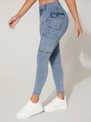 PETITE Flap Pocket Side Skinny Jeans