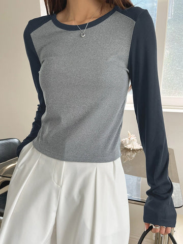 DAZY Two Tone Rib-knit Tee