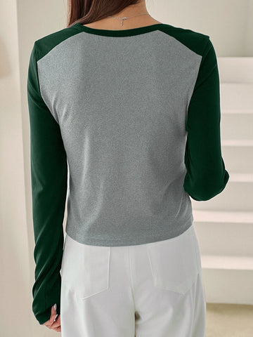 DAZY Two Tone Rib-knit Tee