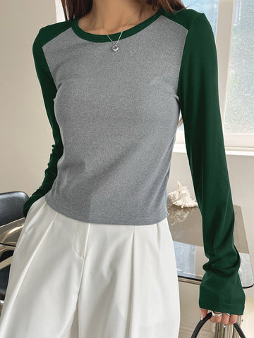 DAZY Two Tone Rib-knit Tee