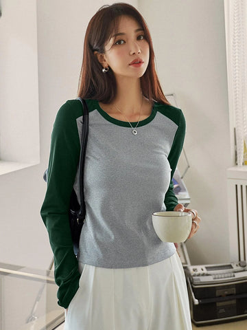 DAZY Two Tone Rib-knit Tee