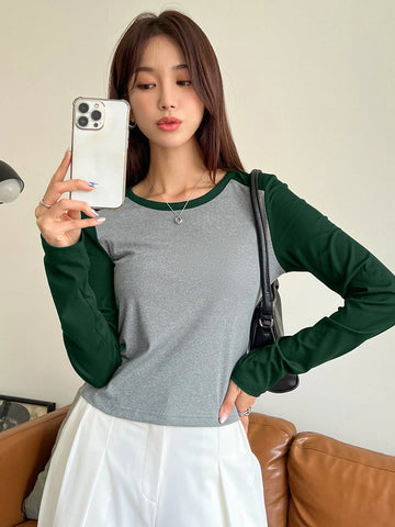 DAZY Two Tone Rib-knit Tee