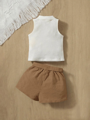 Baby Ribbed Knit Tank Top & Belted Shorts