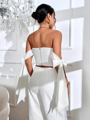 Knot Side Zip Back Bustier Crop Top