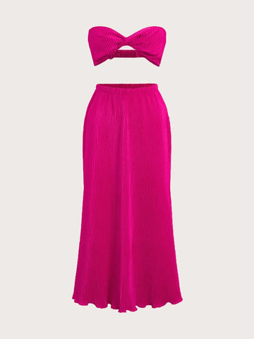 ICON Twist Front Tube Crop Top & Skirt