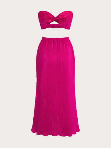 ICON Twist Front Tube Crop Top & Skirt