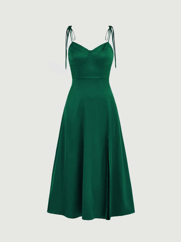 Satin Split Thigh Cami Dress