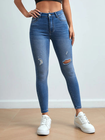 PETITE Slant Pocket Ripped Skinny Jeans