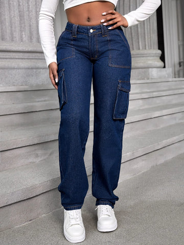 SXY Flap Pocket Side Cargo Jeans