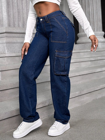 SXY Flap Pocket Side Cargo Jeans