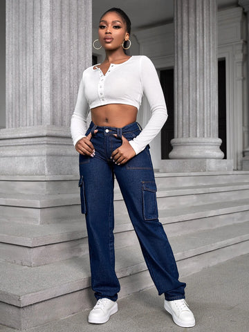 SXY Flap Pocket Side Cargo Jeans