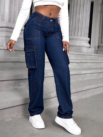 SXY Flap Pocket Side Cargo Jeans