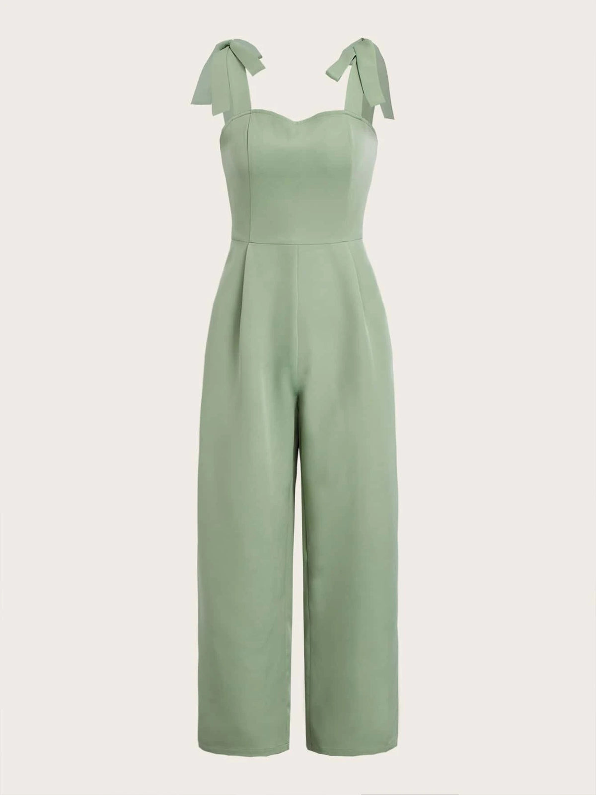 Tie Shoulder Fold Pleated Jumpsuit