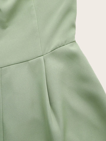 Tie Shoulder Fold Pleated Jumpsuit