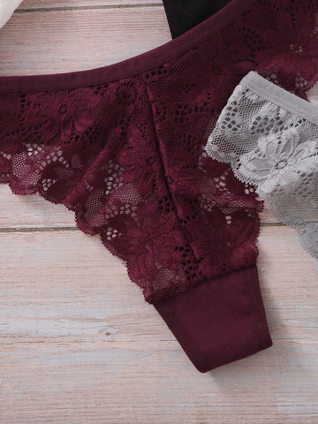6pack Floral Lace Thong Set