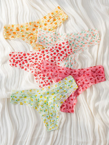 5pack Fruit Print Panty Set