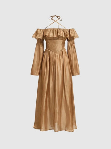 MOD Off Shoulder Ruffle Trim Dress