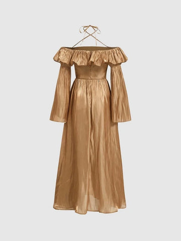 MOD Off Shoulder Ruffle Trim Dress