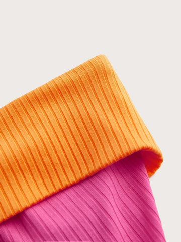 Colorblock Ribbed Knit Tube Top
