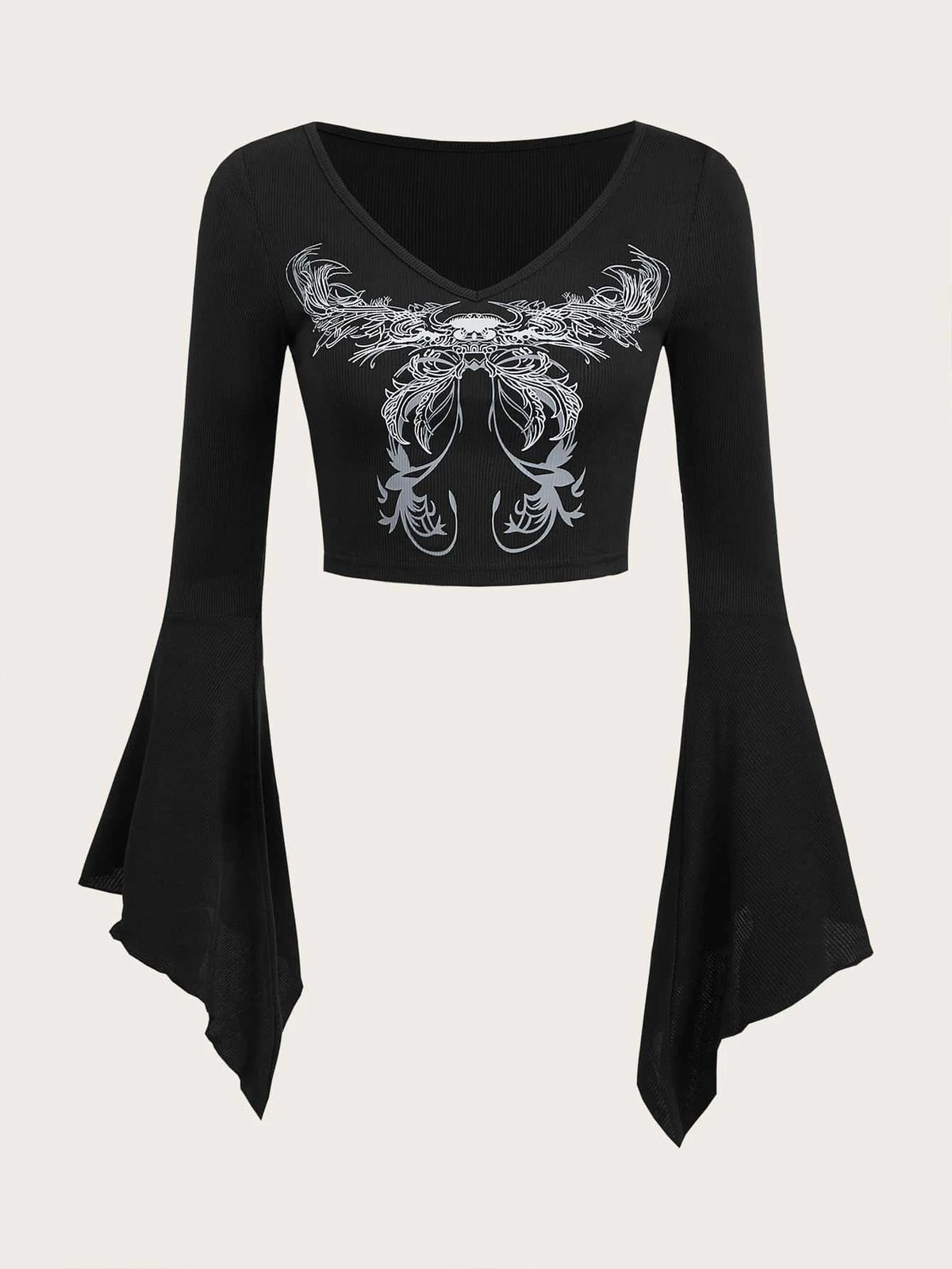 ROMWE STPL Butterfly Print Flounce Sleeve Tee