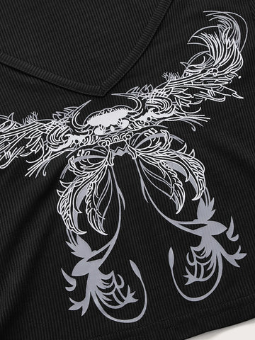 ROMWE STPL Butterfly Print Flounce Sleeve Tee