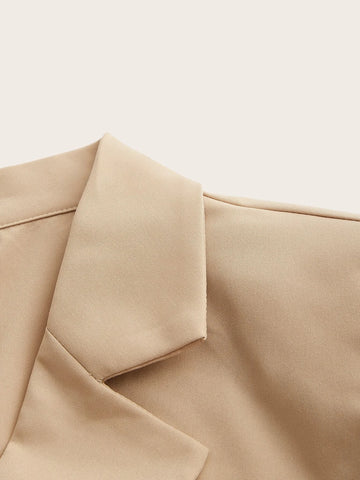 ICON Western Cowgirl Solid Lapel Neck Crop Blazer & Pleated Skirt