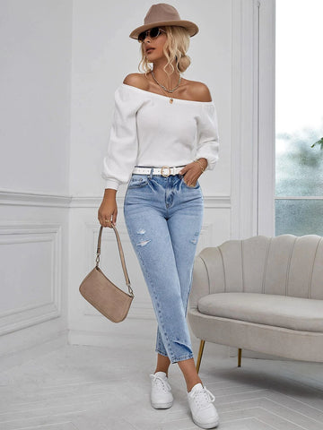 Ripped Mom Fit Jeans Without Belt