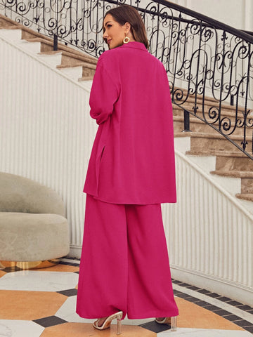 evolu Drop Shoulder Solid Shirt & Wide Leg Pants