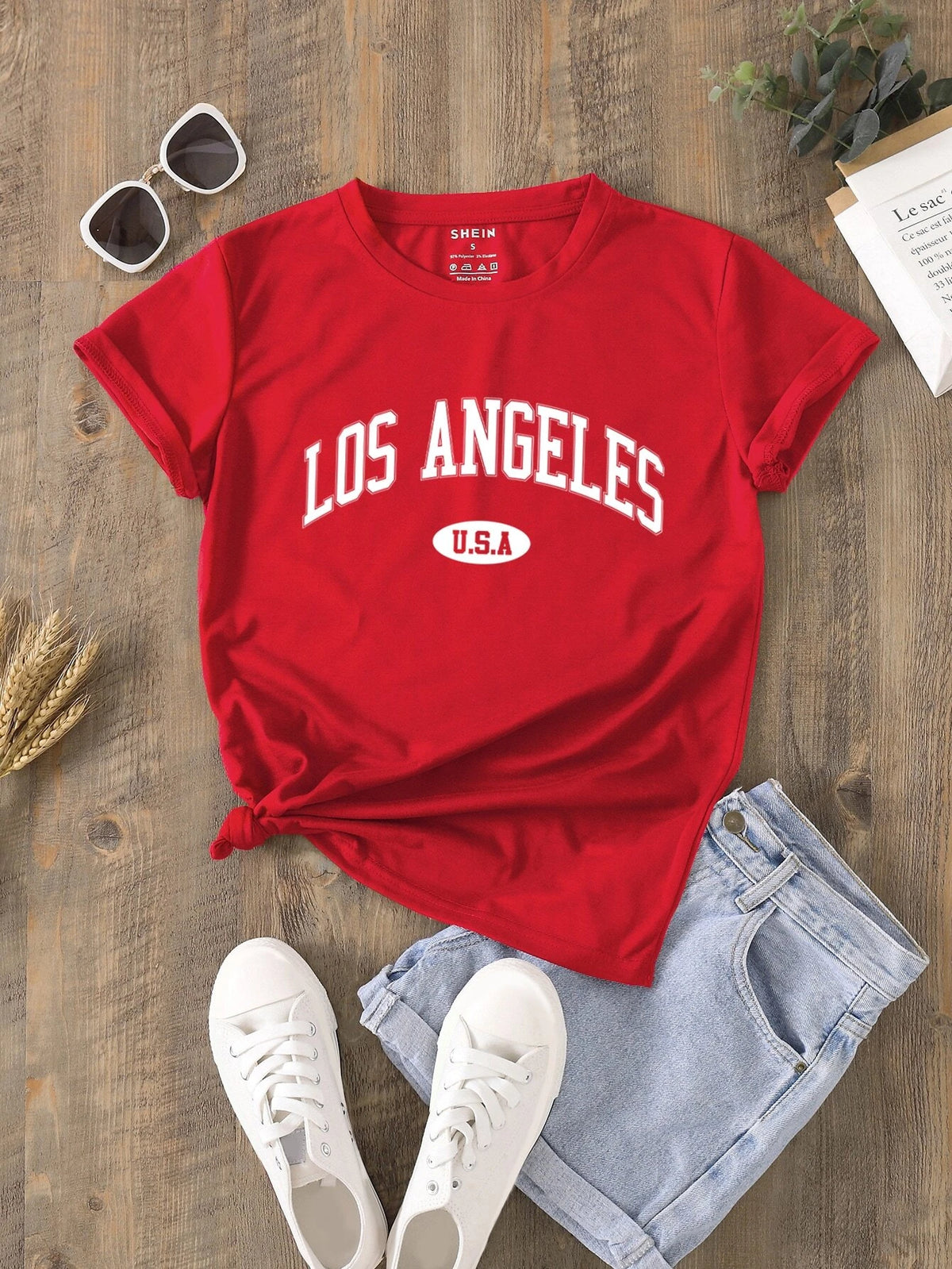 Letter Graphic Round Neck Tee