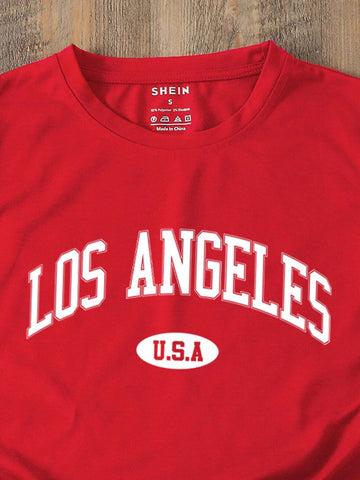 Letter Graphic Round Neck Tee