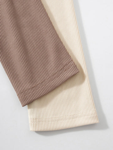 Color Block Rib-knit Bodysuit