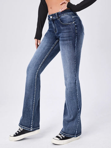 Moustache Effect Flare Leg Jeans