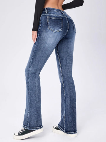 Moustache Effect Flare Leg Jeans