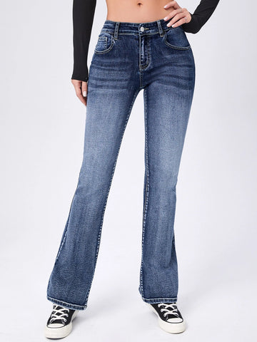 Moustache Effect Flare Leg Jeans