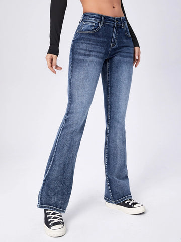 Moustache Effect Flare Leg Jeans