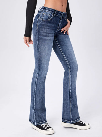 Moustache Effect Flare Leg Jeans