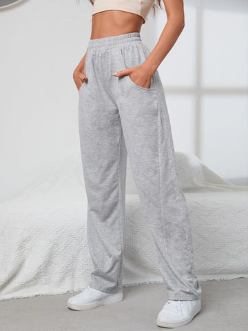 Elastic Waist Slant Pocket Sweatpants