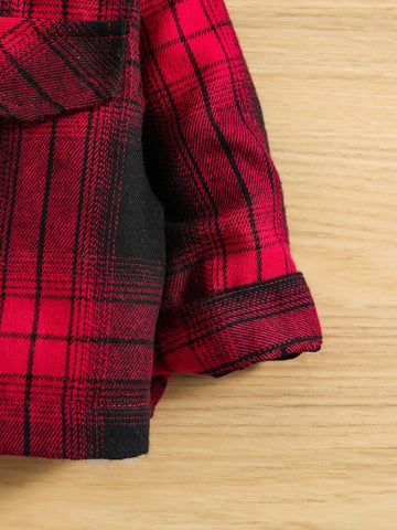 Baby Plaid Print Flap Detail Coat