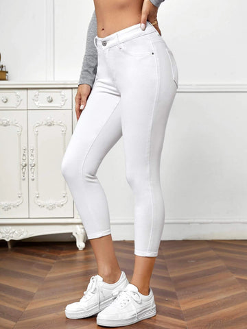 Zipper Fly Skinny Jeans
