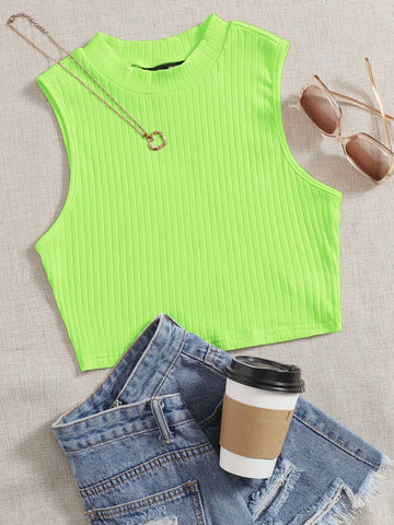 Solid Rib-knit Tank Top