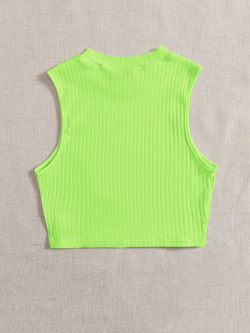 Solid Rib-knit Tank Top