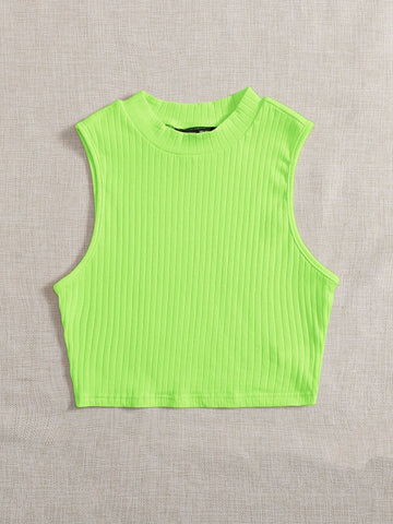 Solid Rib-knit Tank Top