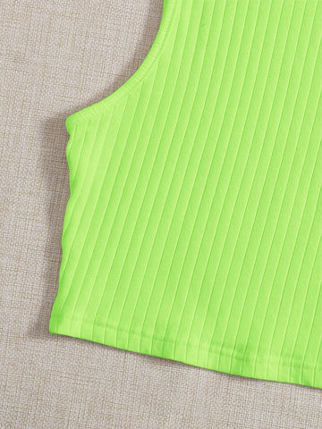 Solid Rib-knit Tank Top