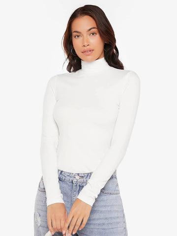 BASICS High Neck Rib-knit Form Fitted Tee