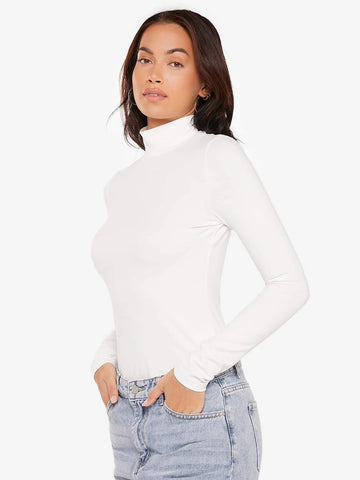 BASICS High Neck Rib-knit Form Fitted Tee