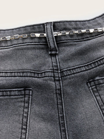 ROMWE Washed Flare Leg Jeans