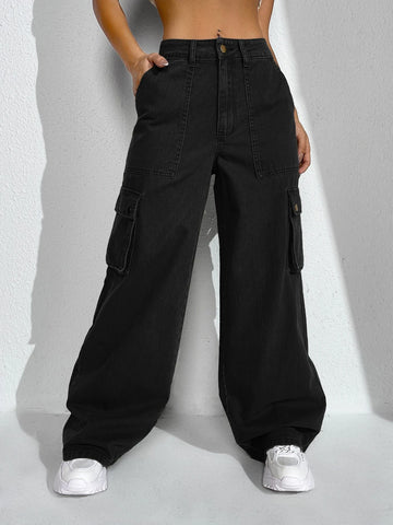 Flap Pocket Cargo Jeans