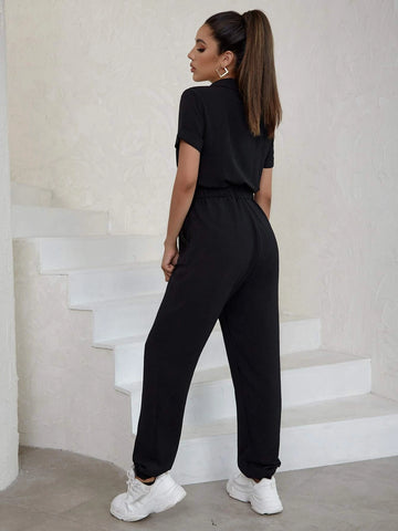 Eilly Bazar Flap Pocket Knot Front Jumpsuit