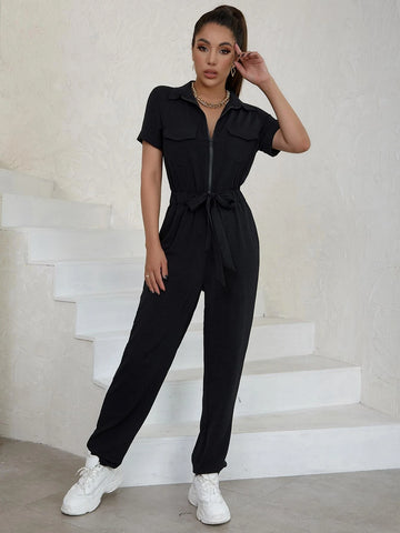 Eilly Bazar Flap Pocket Knot Front Jumpsuit