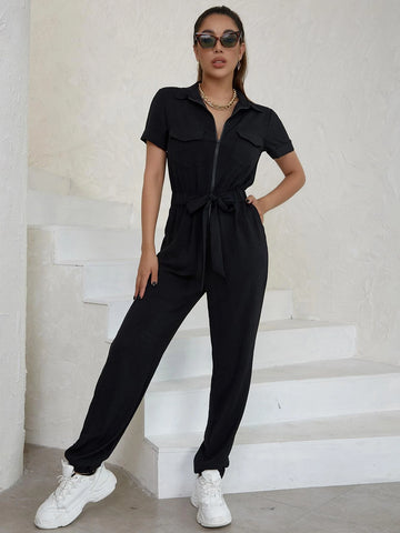 Eilly Bazar Flap Pocket Knot Front Jumpsuit